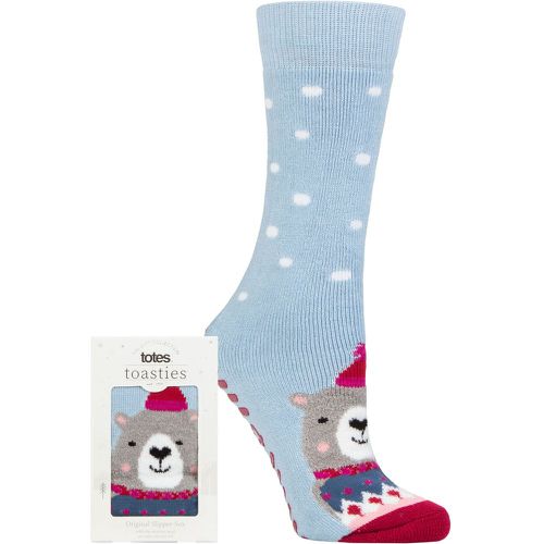 Ladies 1 Pair Original Novelty Slipper Socks with Grip Bear 4-8 Ladies - Totes - Modalova
