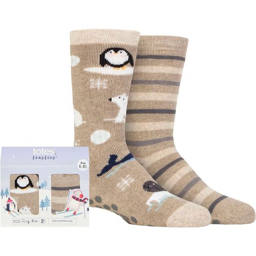 Boys and Girls 2 Pair Tots Originals Novelty Slipper Socks Oatmeal 2-3 Years - Totes - Modalova