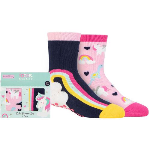 Girls 2 Pair Tots Originals Novelty Slipper Socks Unicorn Rainbow 1-2 Years - Totes - Modalova