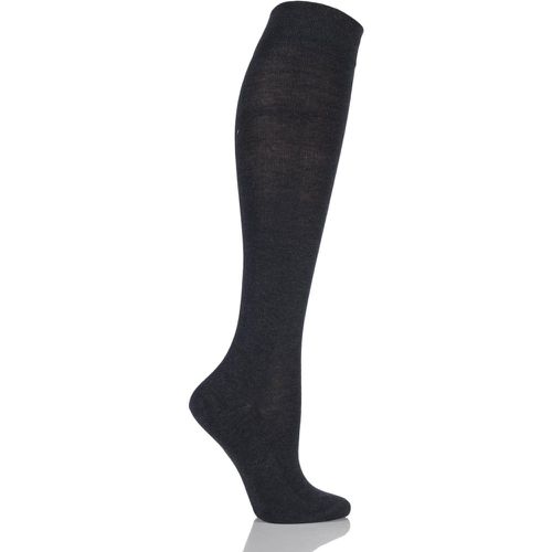 Pair Anthracite Sensitive London Left and Right Comfort Cuff Cotton Knee High Socks Ladies 5.5-8 Ladies - Falke - Modalova