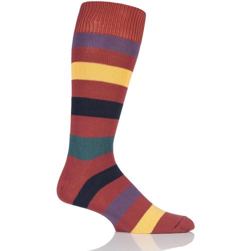 Pair Terracotta / Multi of London Bold Broad Stripe Cotton Socks Men's 7-11 Mens - SOCKSHOP of London - Modalova