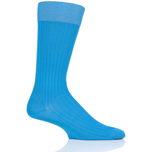 Pair Bright Turquoise Danvers Rib Cotton Lisle Socks Men's 10-12 Mens - Pantherella - Modalova
