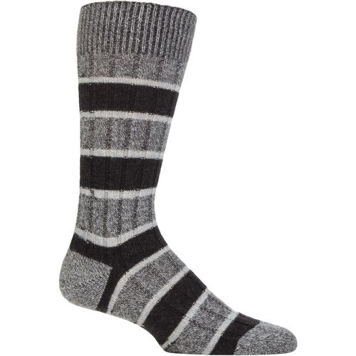 Mens 1 Pair Stalbridge 85% Cashmere Striped Ribbed Socks Charcoal 7.5-9.5 Mens - Pantherella - Modalova