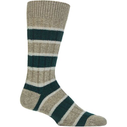 Mens 1 Pair Pantherella Stalbridge 85% Cashmere Striped Ribbed Socks Moss 7.5-9.5 Mens - SockShop - Modalova