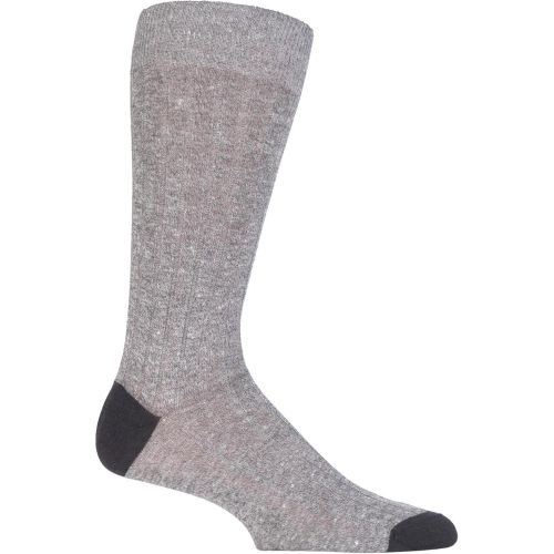 Mens 1 Pair Hamada Cotton and Linen Blend Socks Pewter 10-12 - Pantherella - Modalova