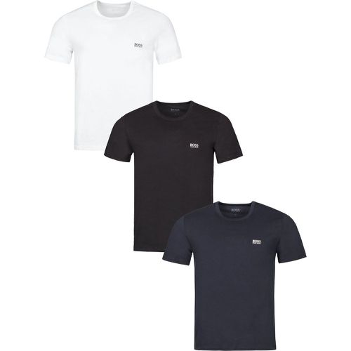 Mens 3 Pack BOSS Plain Cotton Stretch Round Neck T-Shirts Misc Large - Hugo Boss - Modalova