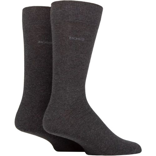 Mens 2 Pair BOSS Soft Cotton Plain Socks Charcoal 8.5-11 Mens - Hugo Boss - Modalova