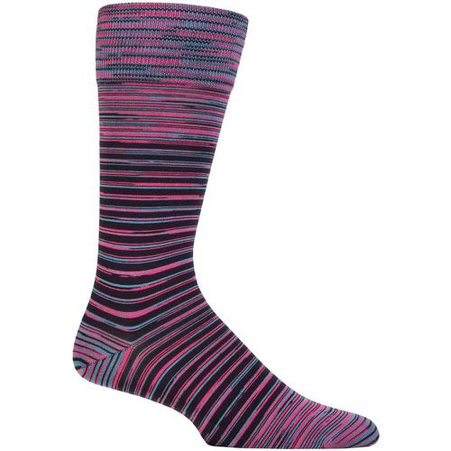 Mens 1 Pair Aurelia Space Dye Striped Organic Cotton Socks with Comfort Cuff Fuchsia 10-12 Mens - Pantherella - Modalova