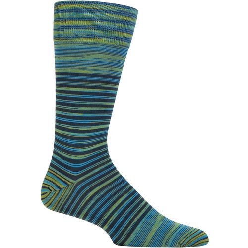 Mens 1 Pair Aurelia Space Dye Striped Organic Cotton Socks with Comfort Cuff Lime 10-12 Mens - Pantherella - Modalova