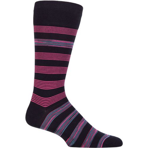 Mens 1 Pair Pantherella Rubra Block Stripe Organic Cotton Socks Navy 7.5-9.5 Mens - SockShop - Modalova