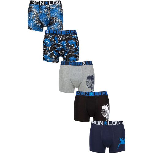 Boys 5 Pack Cotton Boxer Shorts Black/Navy/Grey/Blue Print 7-9 Years - CR7 - Modalova