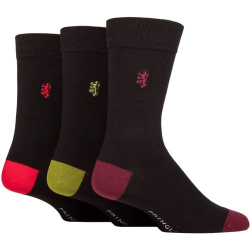 Mens 3 Pair Label Bamboo Patterned, Argyle and Striped Socks Red / Olive / Burgundy Heel & Toe 6-11 Mens - Pringle - Modalova
