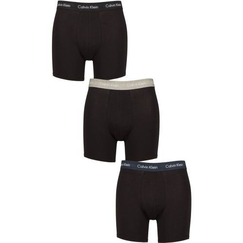 Mens 3 Pack Cotton Stretch Longer Leg Trunks / Grey Heath / Navy Stone S - Calvin Klein - Modalova