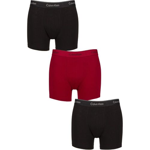 Mens 3 Pack Calvin Klein Extra Soft Cotton Stretch Boxer Briefs Black / Red XL - SockShop - Modalova