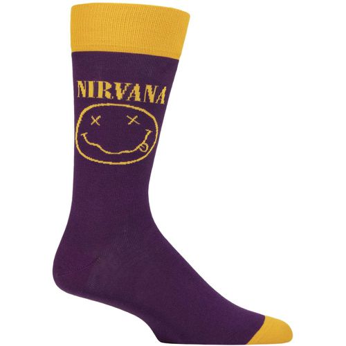 Music Collection 1 Pair Nirvana Cotton Socks Happy Face One Size - SockShop - Modalova