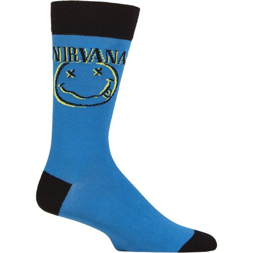 Music Collection 1 Pair Nirvana Cotton Socks Inverse Happy Face One Size - SockShop - Modalova