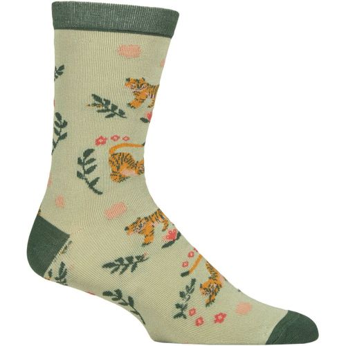 Mens and Women's 1 Pair Shared Earth Fair Trade Indian Inspired Bamboo Socks Tigers UK 7-12 - SockShop - Modalova