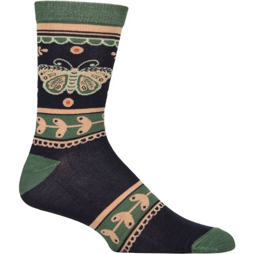 Mens and Women's 1 Pair Shared Earth Fair Trade Indian Inspired Bamboo Socks Moth UK 3-7 - SockShop - Modalova