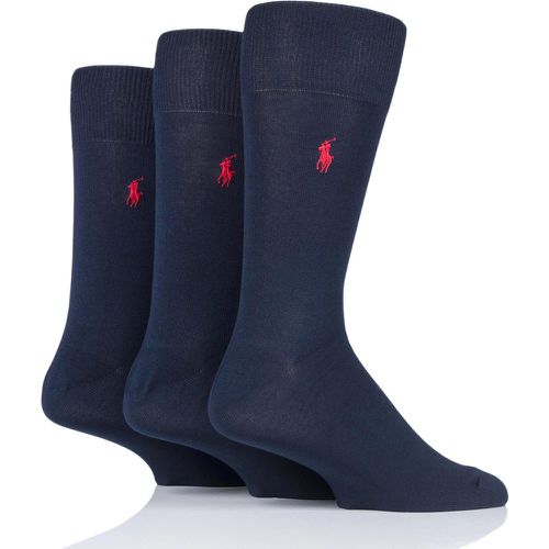 Pair Navy Mercerized Cotton Flat Knit Plain Socks Men's 9-12 Mens - Ralph Lauren - Modalova
