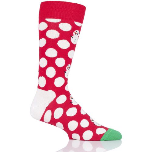 Pair Multi Christmas Big Dot Snowman Combed Cotton Socks Unisex 4-7 Unisex - Happy Socks - Modalova