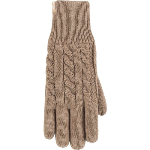 Ladies 1 Pair SOCKSHOP Willow Cable Gloves Beige M/L - Heat Holders - Modalova