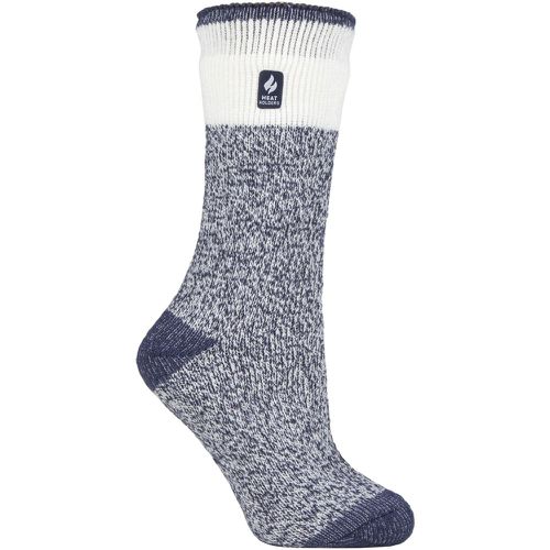 Women's 1 Pair SOCKSHOP 2.3 TOG Patterned Thermal Socks Snowdrop Block Twist Navy 4-8 Ladies - Heat Holders - Modalova