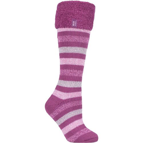 Women's 1 Pair SOCKSHOP 2.3 TOG Hellebore Cosy Cuff Wellington Boot Socks Stripe 4-8 Ladies - Heat Holders - Modalova