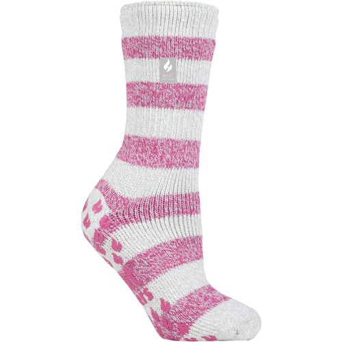 Women's 1 Pair SOCKSHOP 2.3 TOG Plain and Patterned Slipper Socks Seville Light Grey / Berry 4-8 Ladies - Heat Holders - Modalova