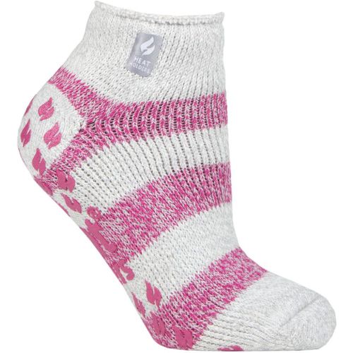 Women's 1 Pair SOCKSHOP 2.3 TOG Patterned and Striped Ankle Slipper Socks Valencia Light Grey / Berry 4-8 Ladies - Heat Holders - Modalova