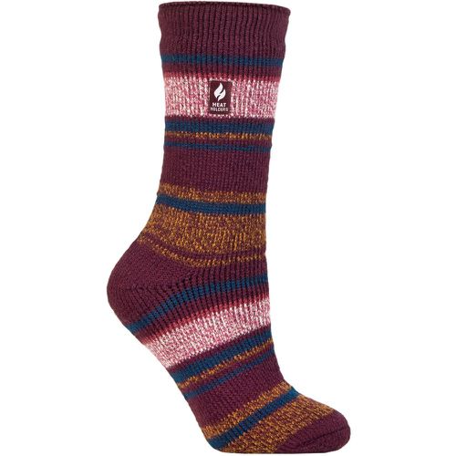 Women's 1 Pair SOCKSHOP 2.3 TOG Patterned Thermal Socks Calanda Multi Stripe Cabernet / Mustard 4-8 - Heat Holders - Modalova