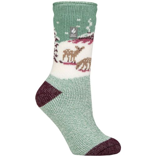 Women's 1 Pair SOCKSHOP 2.3 TOG Patterned Thermal Socks Fawn Landscape Sage 4-8 - Heat Holders - Modalova