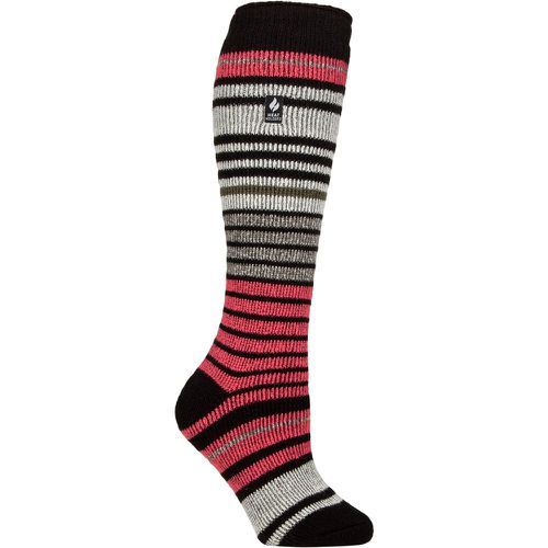 Women's 1 Pair Heat Holders 2.3 TOG Thermal Ski Socks Black / Coral Pink 4-8 - SockShop - Modalova