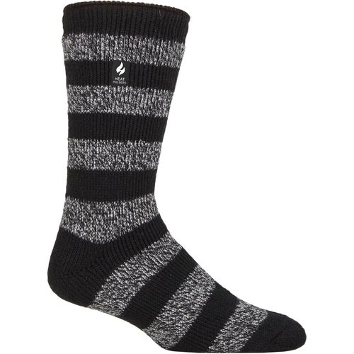 Mens 1 Pair SOCKSHOP 2.3 TOG Patterned and Plain Thermal Socks Palermo Chunky Stripe / Grey 6-11 Mens - Heat Holders - Modalova