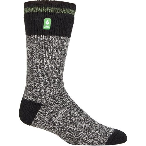 Mens 1 Pair SOCKSHOP 2.3 TOG Patterned and Plain Thermal Socks Porto Rugged Block Stripe / Green 6-11 Mens - Heat Holders - Modalova