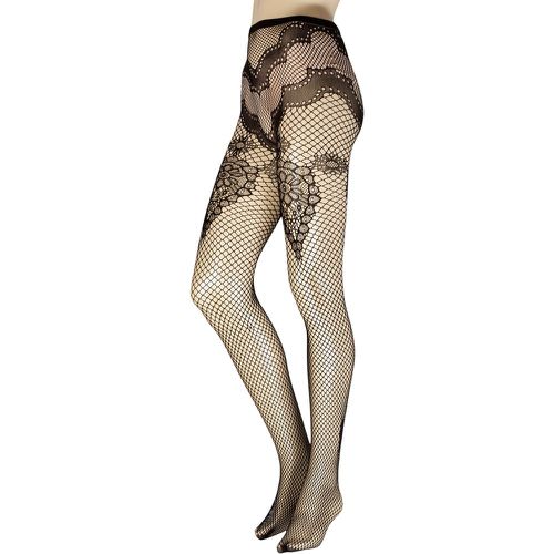 Ladies 1 Pair Curry Floral Net Tights Large / Extra Large - Trasparenze - Modalova