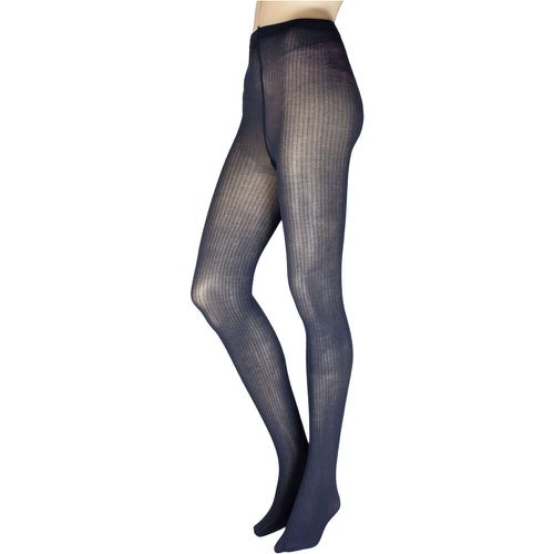 Women's 1 Pair Cotton Rib Tights Navy S-M - Charnos - Modalova