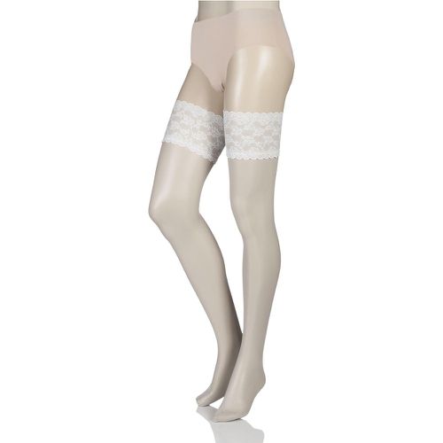 Pair Ivory 10 Denier Bridal Lace Top Hold Ups Ladies Small - Charnos - Modalova