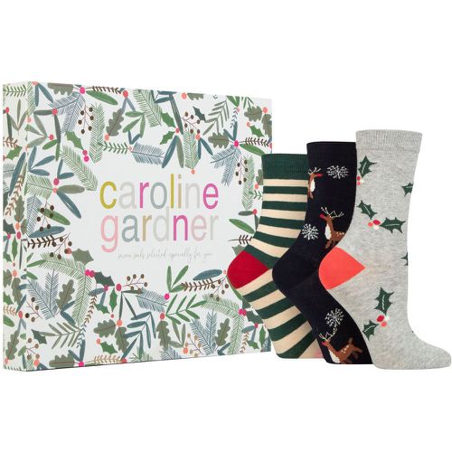 Ladies 7 Pair 7 Day Christmas Foliage Gift Cotton Boxed Socks Multi 4-8 Ladies - Caroline Gardner - Modalova
