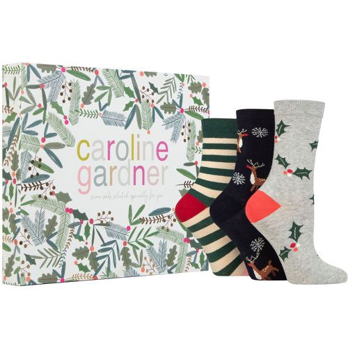 Women's 7 Pair 7 Day Christmas Foliage Gift Cotton Boxed Socks Multi 4-8 Ladies - Caroline Gardner - Modalova