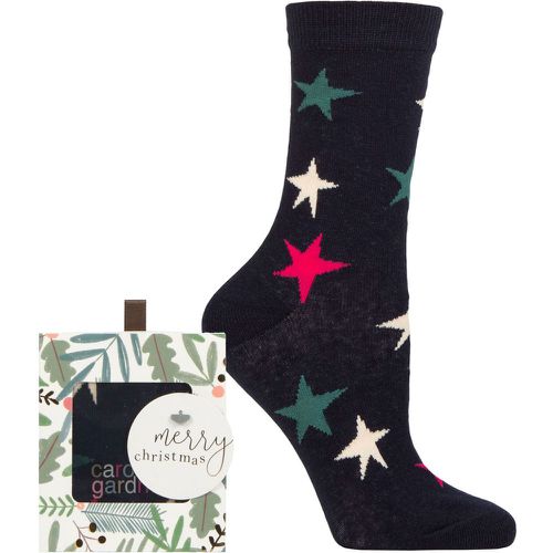 Ladies 1 Pair Christmas Foliage Gift Boxed Cotton Socks Star 4-8 Ladies - Caroline Gardner - Modalova