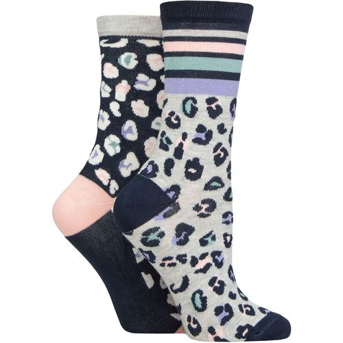 Ladies 2 Pair Animal and Stripe Bamboo Socks Navy One Size - Charnos - Modalova