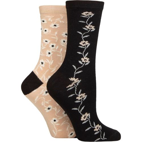 Ladies 2 Pair Charnos Floral Bamboo Socks Beige One Size - SockShop - Modalova