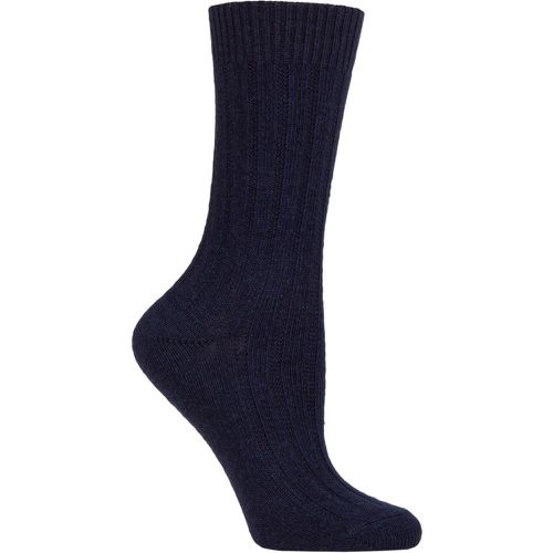 Ladies 1 Pair Cashmere Ribbed Socks Navy One Size - Charnos - Modalova