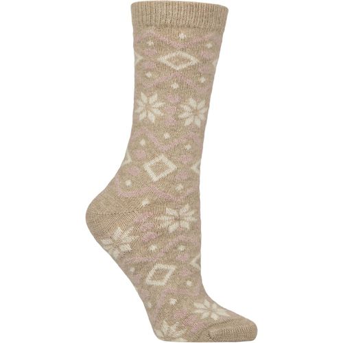 Women's 1 Pair Charnos Cashmere Fairisle Socks Oatmeal One Size - SockShop - Modalova