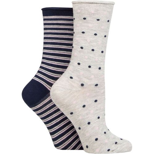 Ladies 2 Pair Organic Cotton Spot and Stripe Socks One Size - Charnos - Modalova