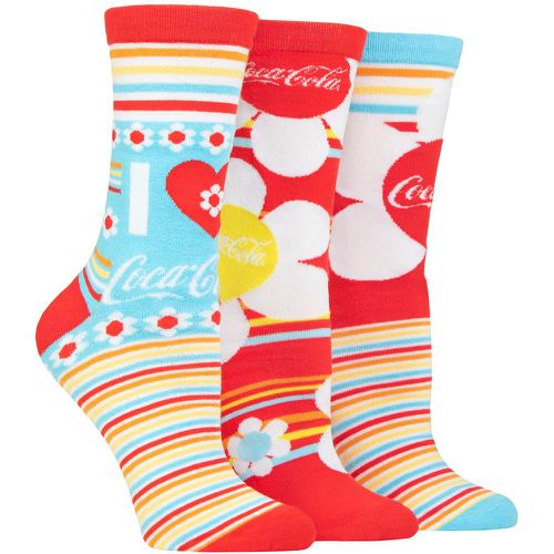 Ladies 3 Pair Flowers Cotton Socks Multi 4-8 - Coca Cola - Modalova
