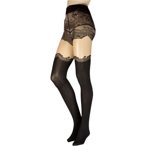 Women's 1 Pair Clover Strap Effect Mock Hold Up Tights Cosmetic Extra Large - Trasparenze - Modalova