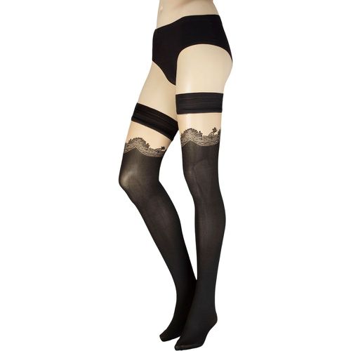 Ladies 1 Pair Clover Strap Effect Hold Ups Cosmetic Large / Extra Large - Trasparenze - Modalova