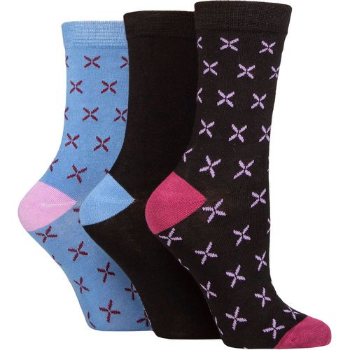 Women's 3 Pair Patterned Bamboo Socks Cross 4-8 Ladies - Glenmuir - Modalova