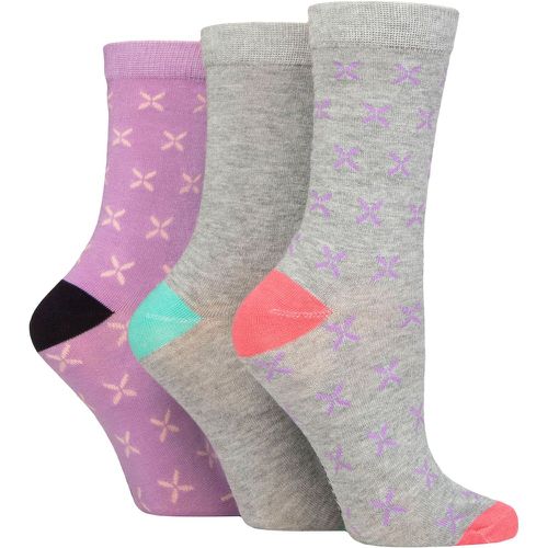 Women's 3 Pair Patterned Bamboo Socks Cross Light 4-8 Ladies - Glenmuir - Modalova